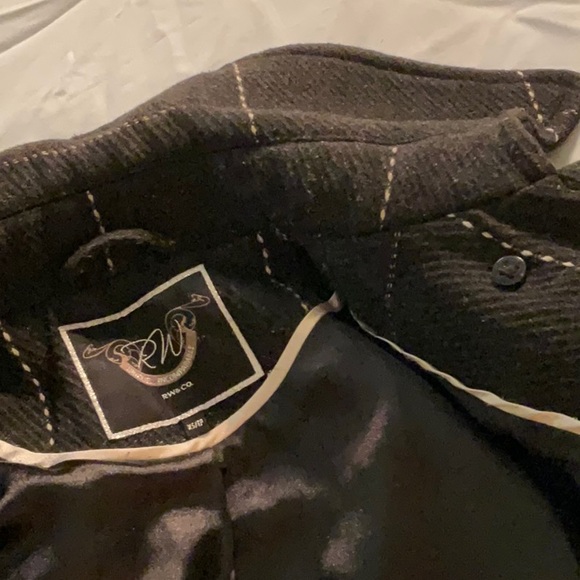 RW&Co smart black pinstripe check wool pea coat Sz S - Picture 3 of 4